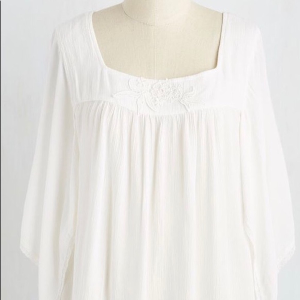 🌸white boho ModCloth draped top xs🌸